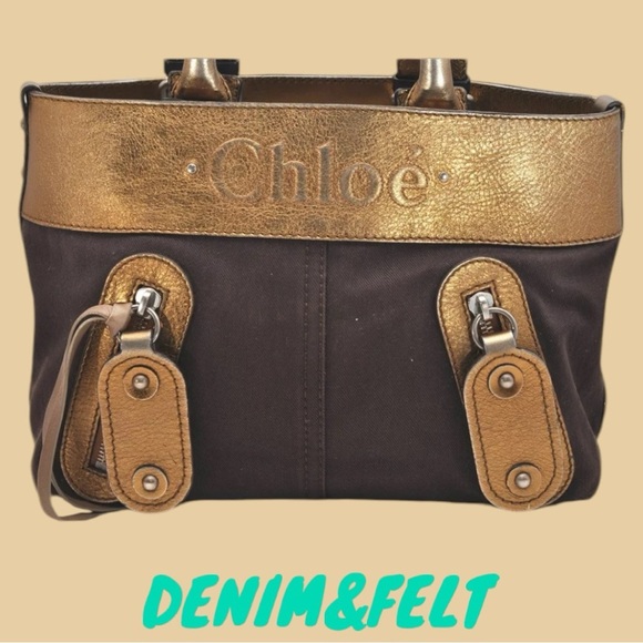 Chloe Vintage Shoulder/Tote Bag/Purse Canvas/Leather Brown/Gold | PRELOVED!!🤎👜 - Picture 2 of 16